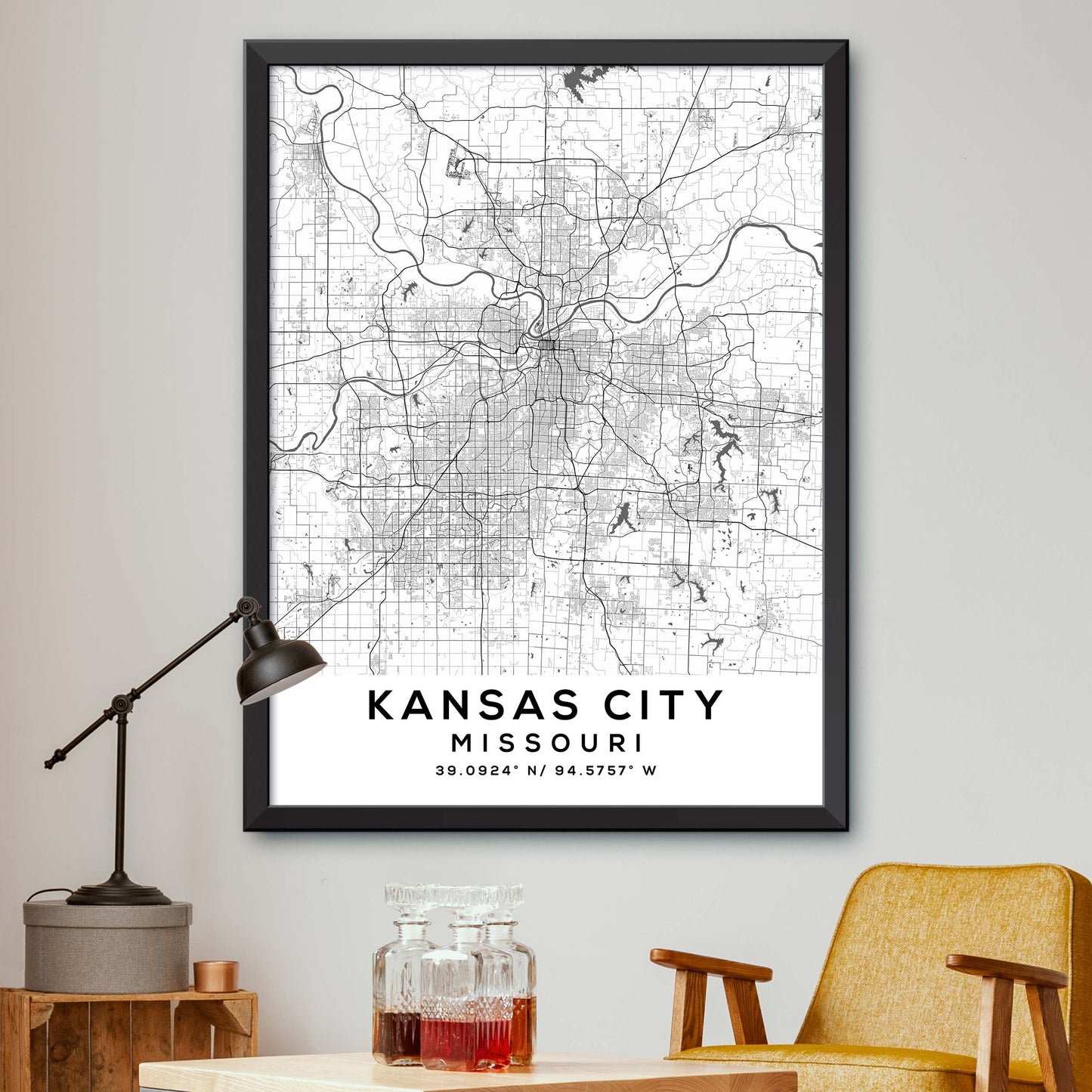 Kansas-City,Missouri Map Print