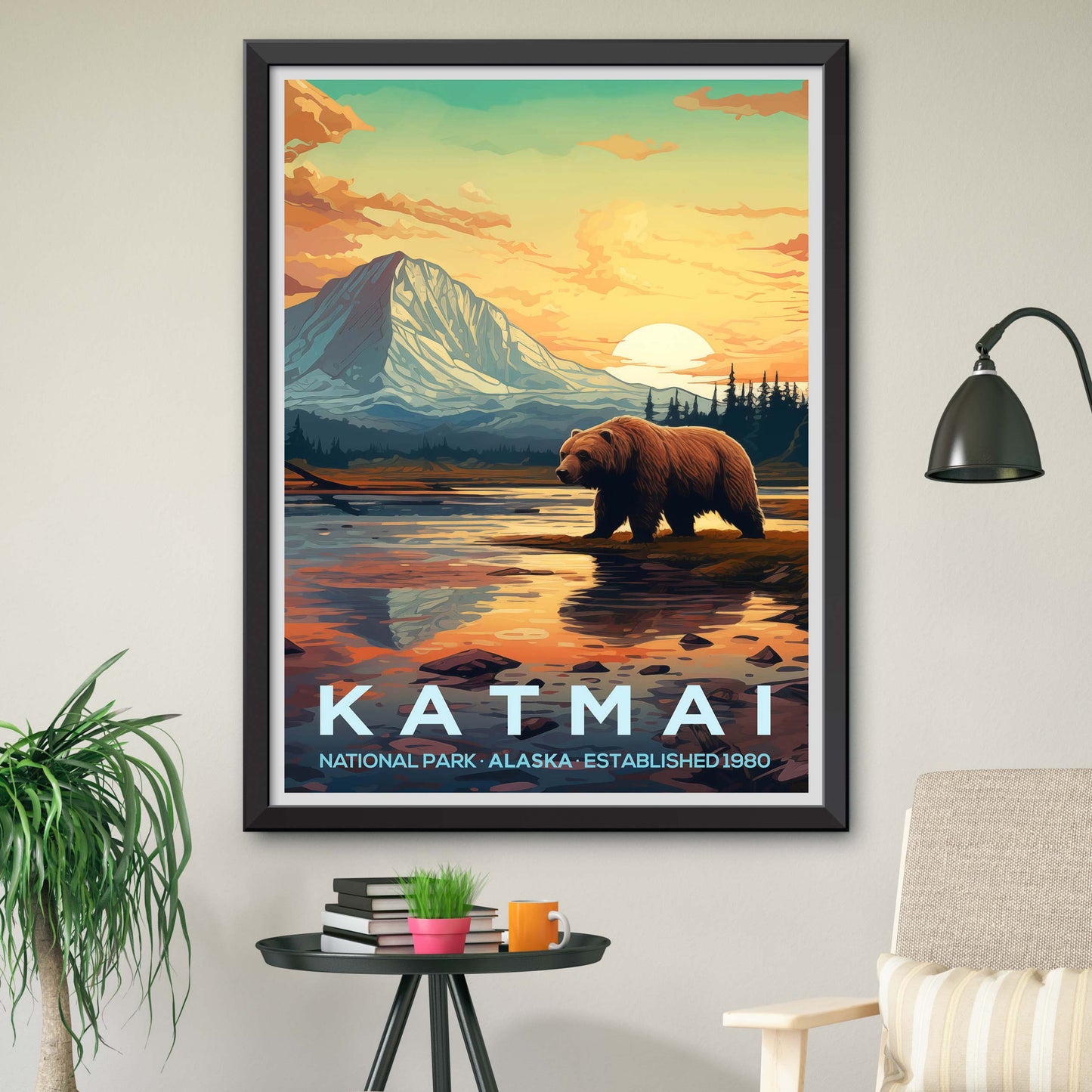 Katmai National Park Retro Art Print, Katmai National Park