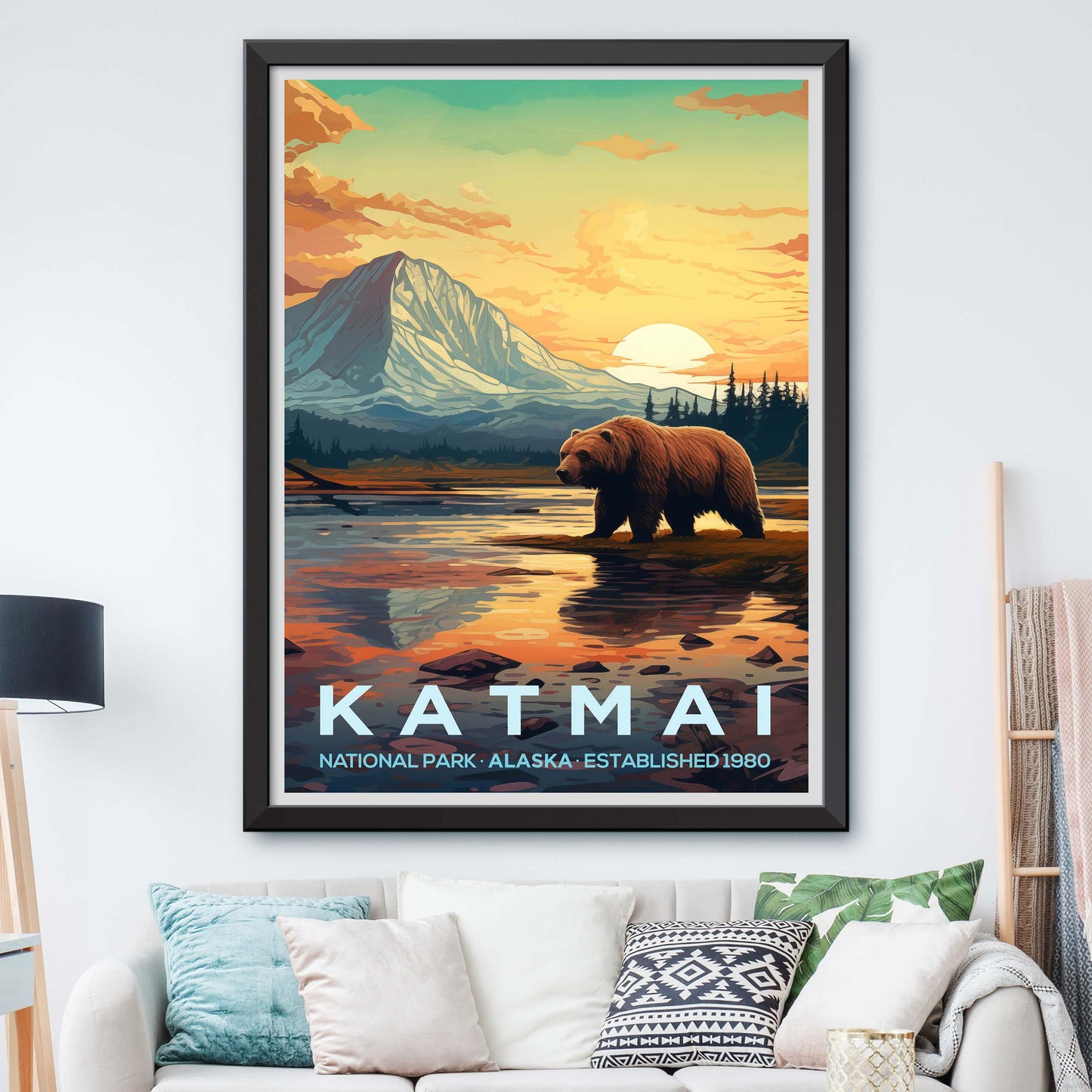 Katmai National Park Retro Art Print, Katmai National Park