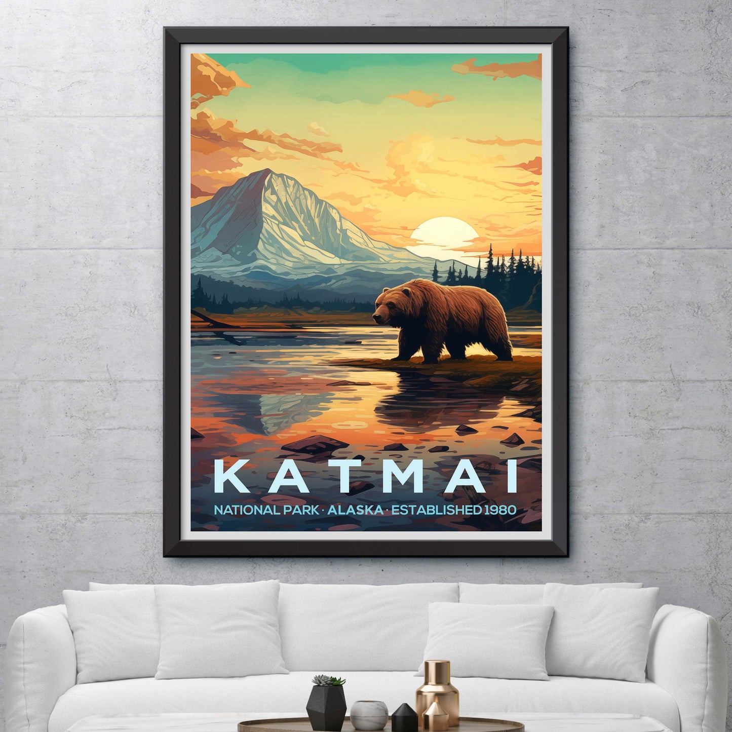 Katmai National Park Retro Art Print, Katmai National Park