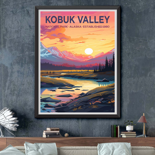 Kobuk Valley National Park Illustration - Nature Art Print - US Forest Poster