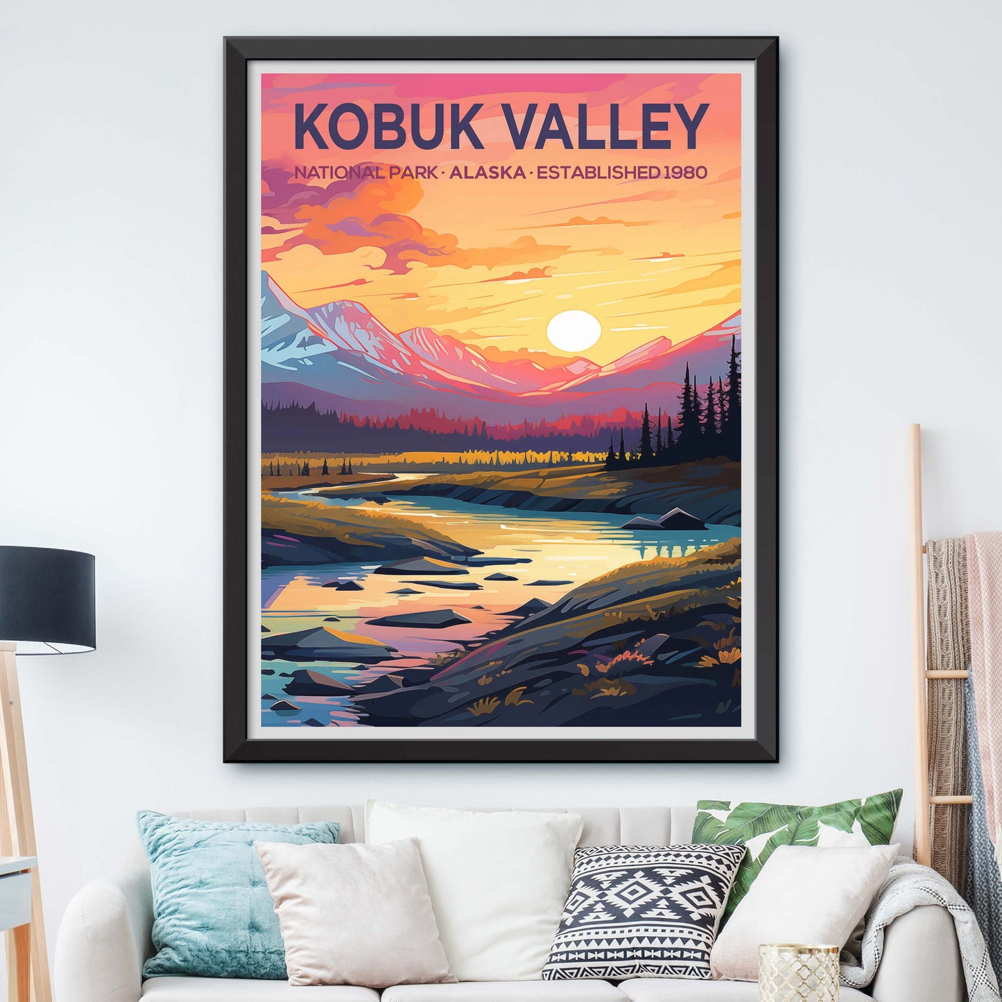 Kobuk Valley National Park Illustration - Nature Art Print - US Forest Poster