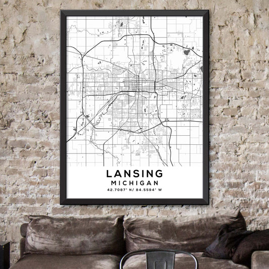 Lansing,Michigan Map Print