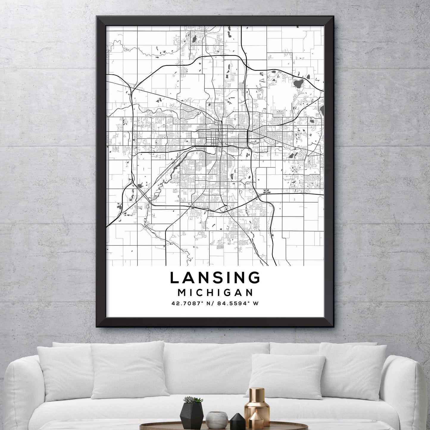 Lansing,Michigan Map Print