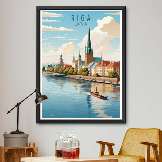 Riga Latvia Travel Poster / Riga Poster / Riga Illustrstion / Riga Print