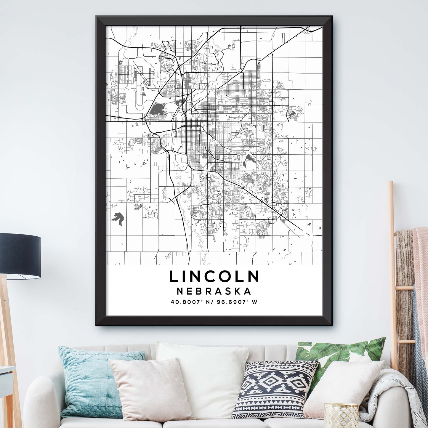 Lincoln,Nebraska Map Print