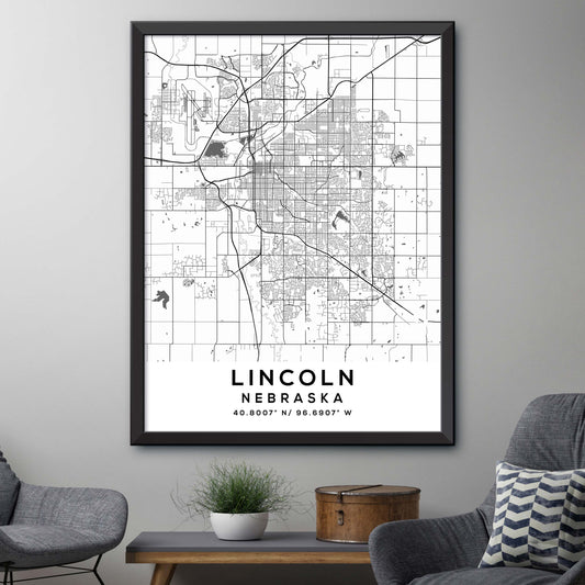 Lincoln,Nebraska Map Print