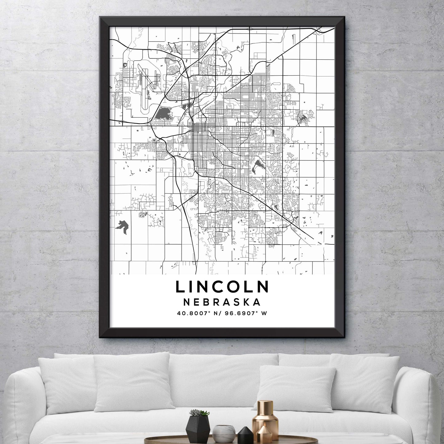 Lincoln,Nebraska Map Print