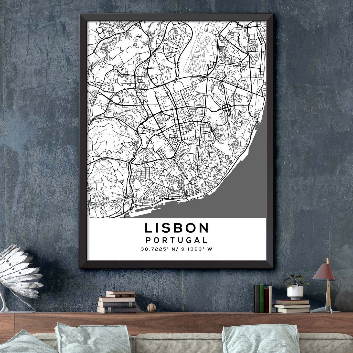 Lisbon,Portugal Map Print