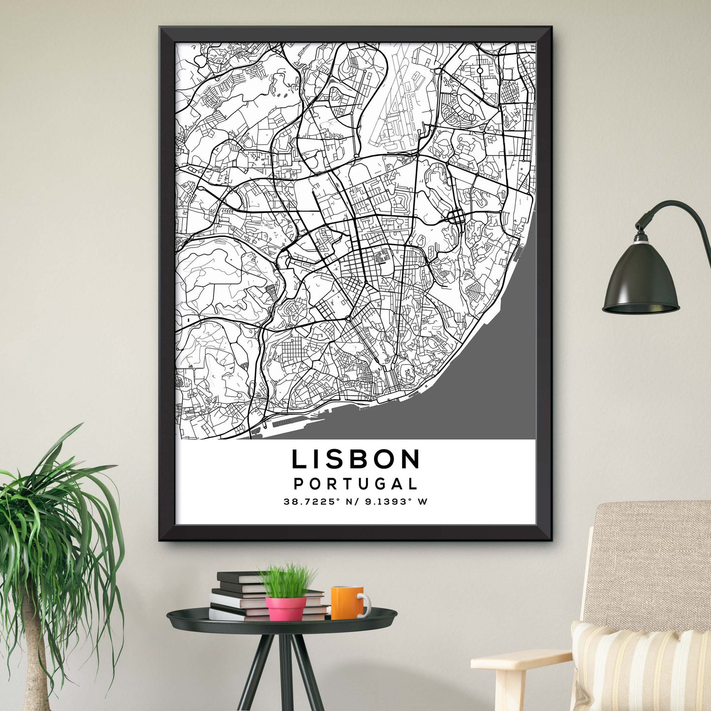 Lisbon,Portugal Map Print