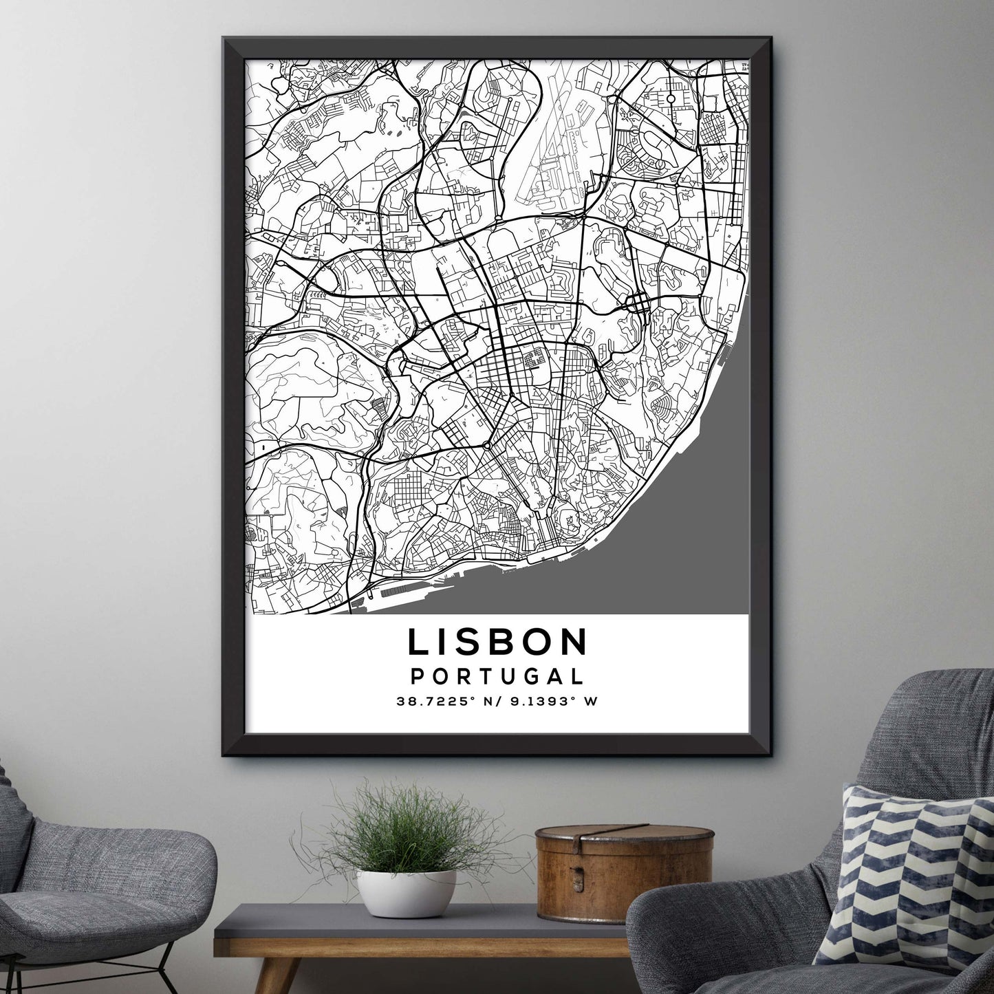 Lisbon,Portugal Map Print