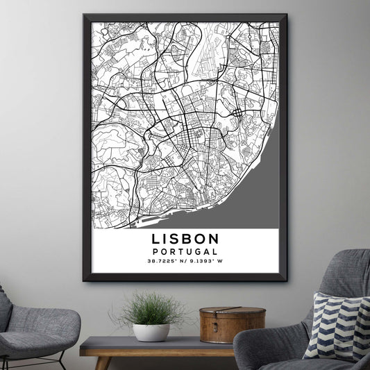 Lisbon,Portugal Map Print