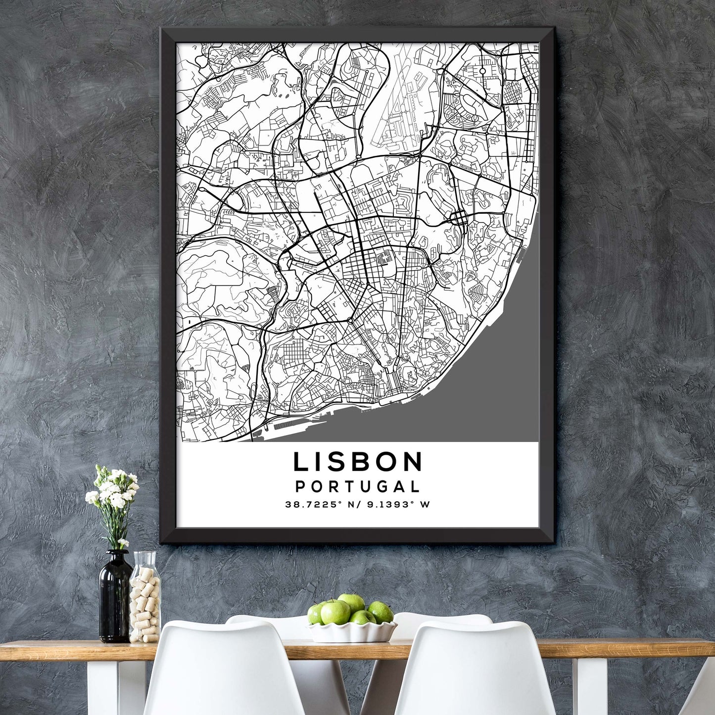 Lisbon,Portugal Map Print