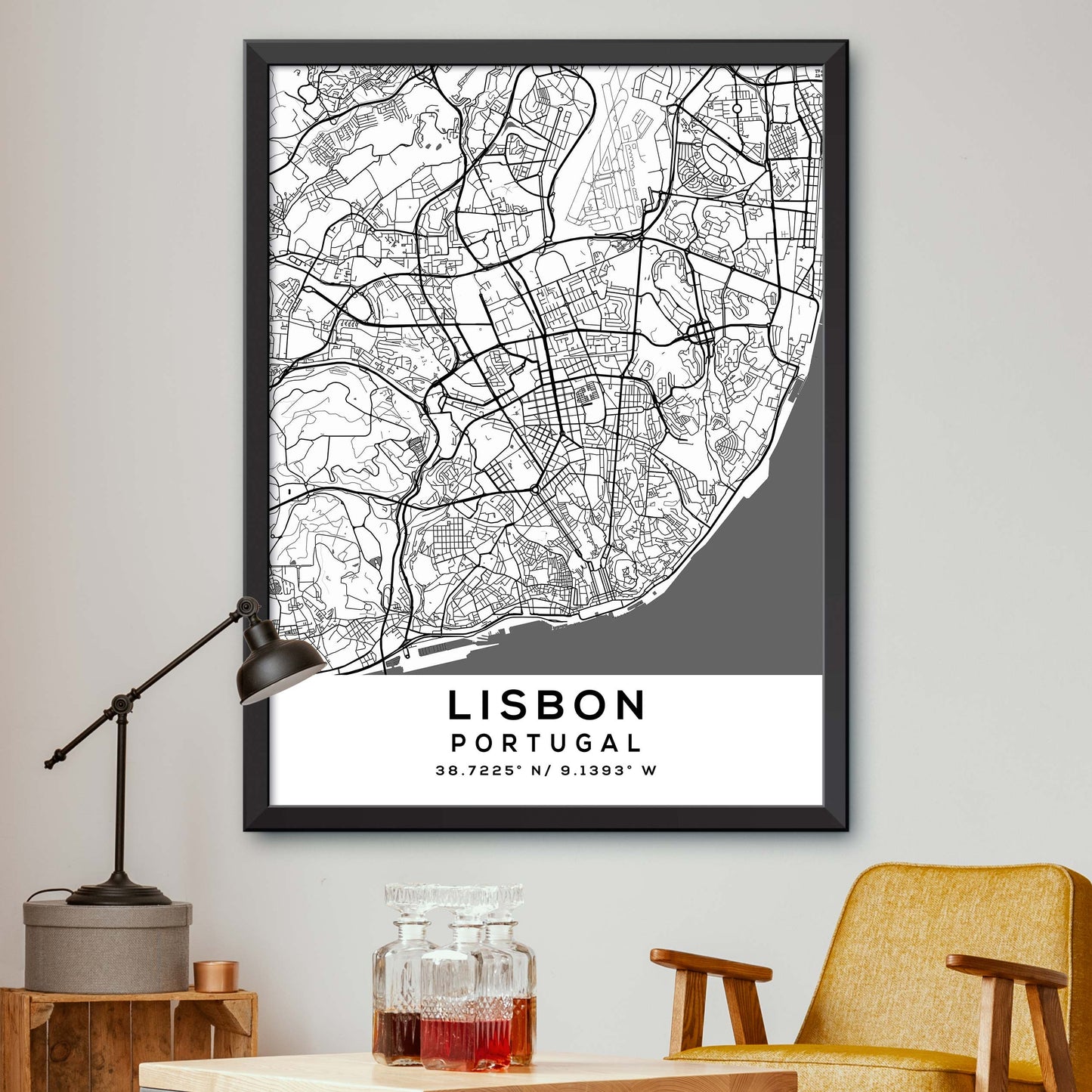 Lisbon,Portugal Map Print