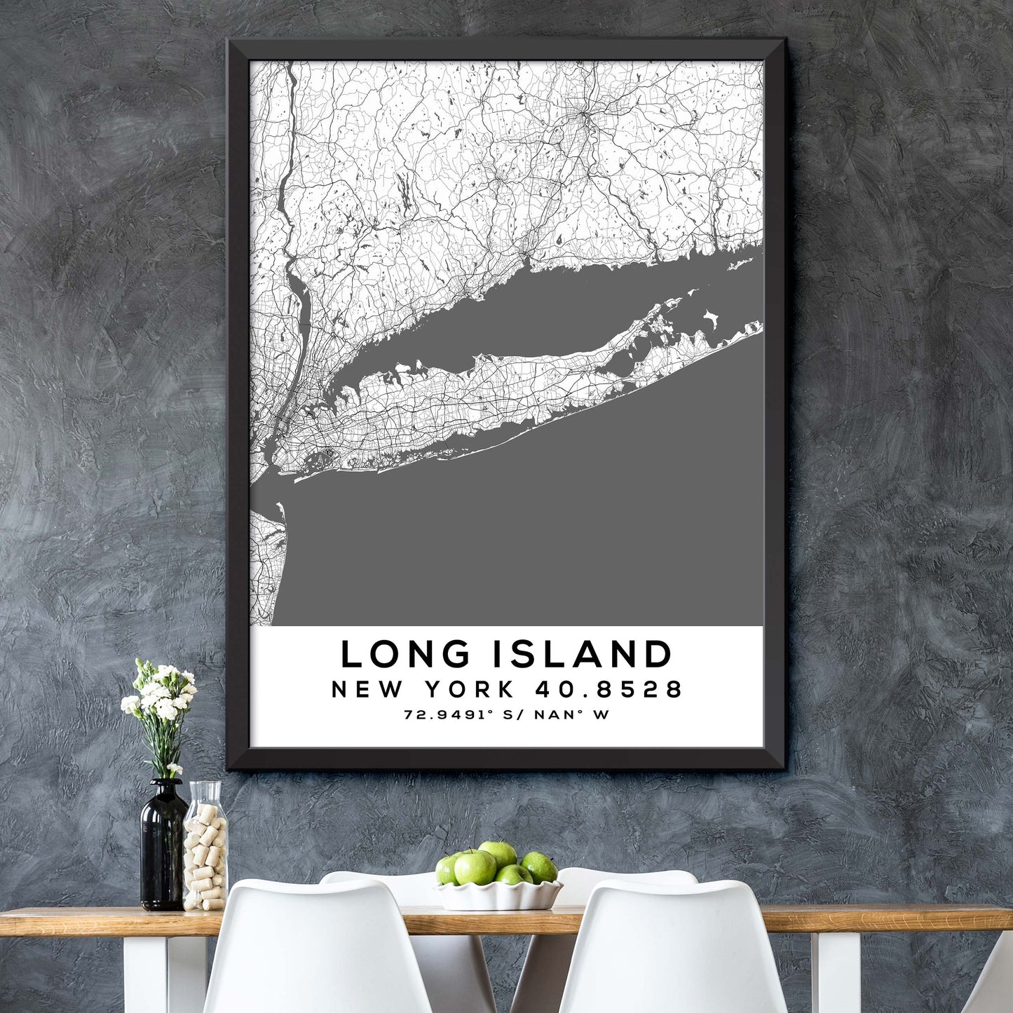 Long-Island,New-York-40.8528 Map Print