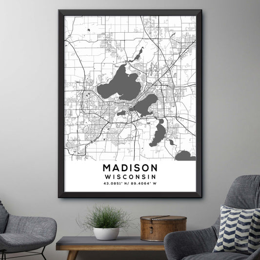 Madison,Wisconsin Map Print