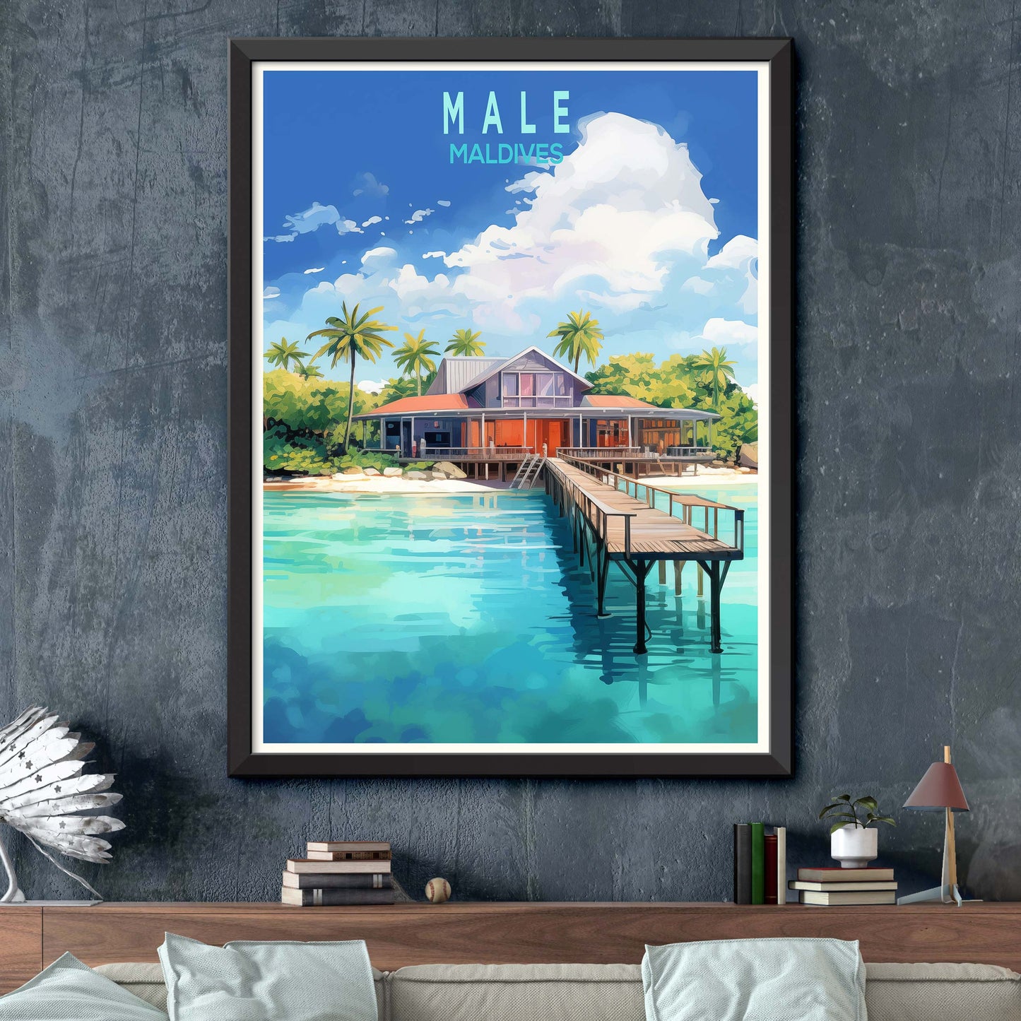 Mal_Maldives, Travel Print Wall Art Maldives Wall Hanging Home Décor