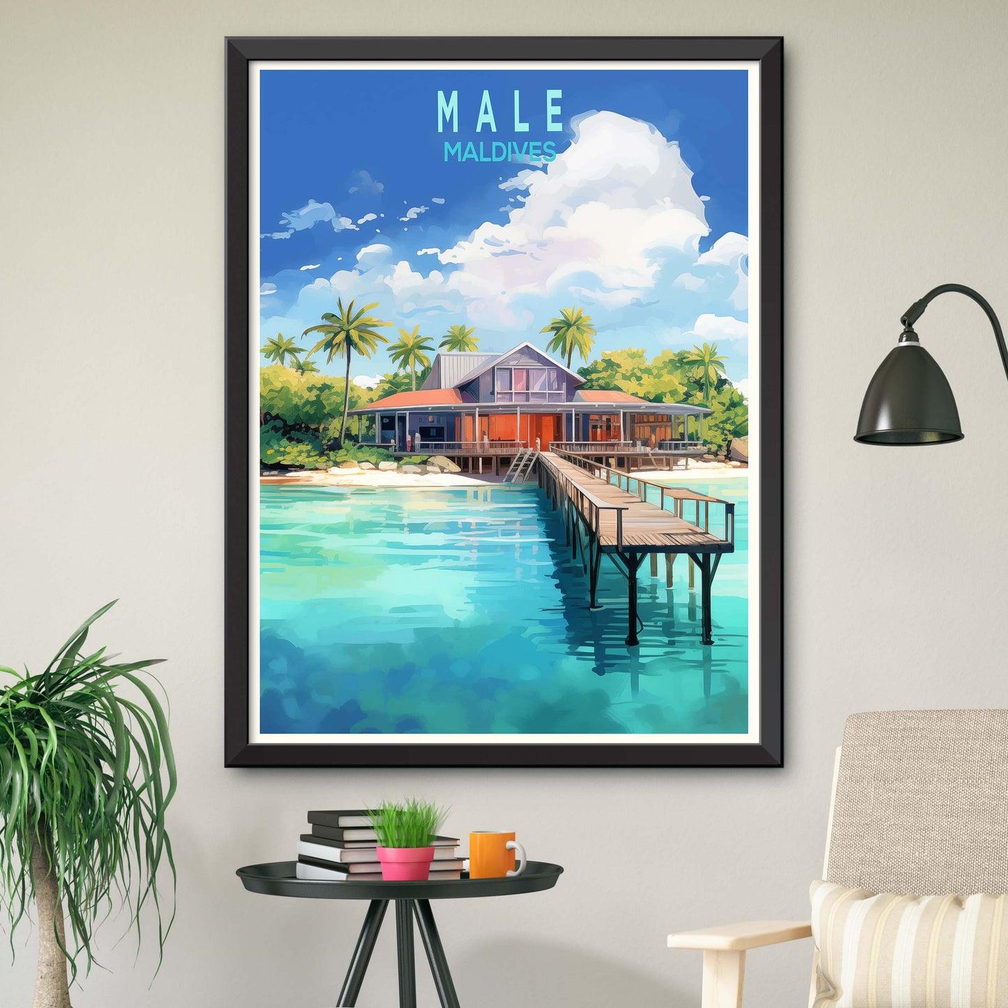 Mal_Maldives, Travel Print Wall Art Maldives Wall Hanging Home Décor