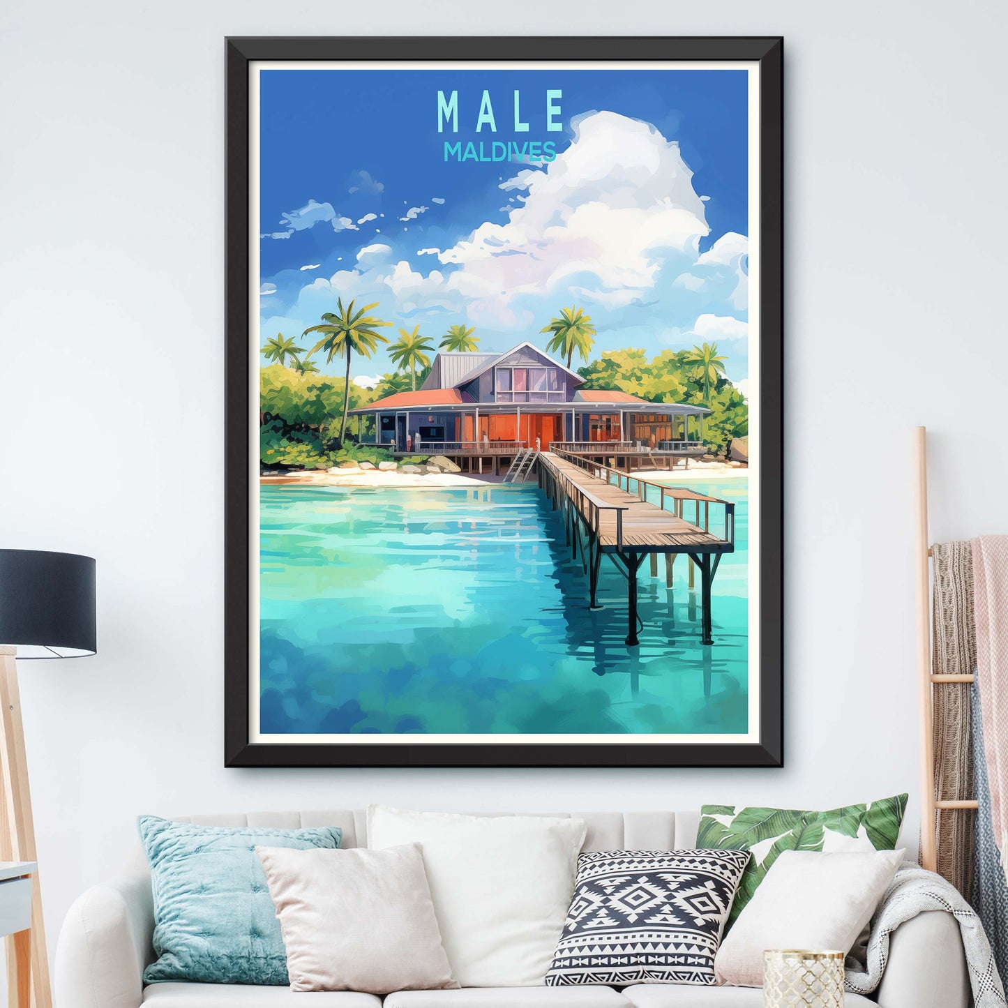 Mal_Maldives, Travel Print Wall Art Maldives Wall Hanging Home Décor