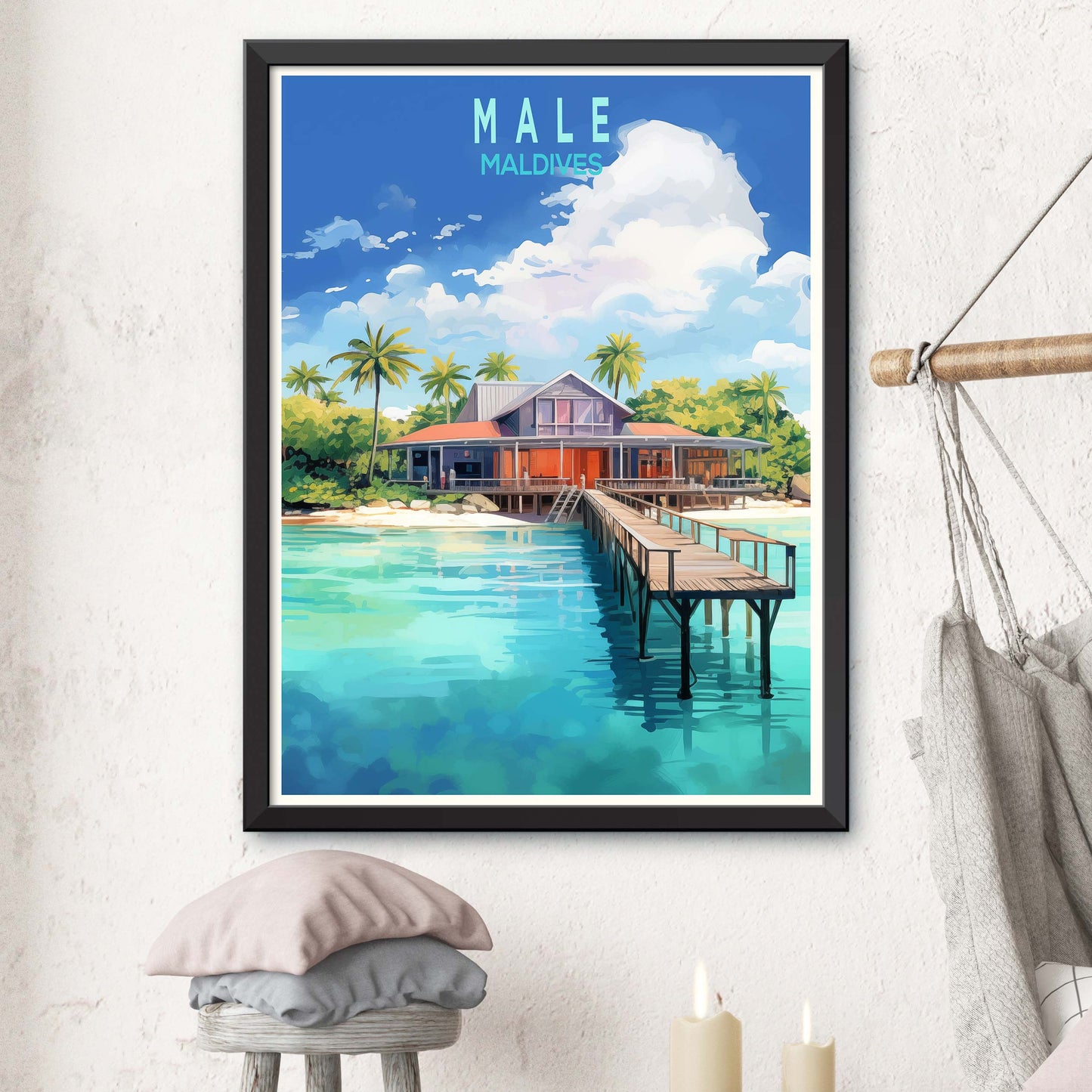 Mal_Maldives, Travel Print Wall Art Maldives Wall Hanging Home Décor