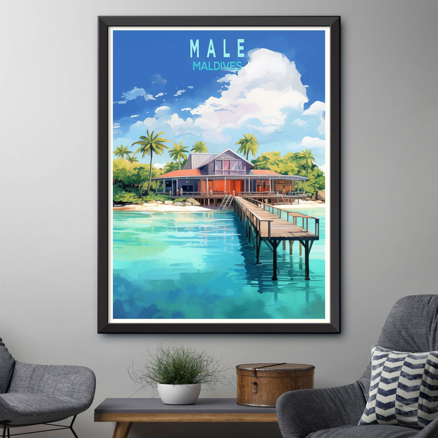 Mal_Maldives, Travel Print Wall Art Maldives Wall Hanging Home Décor