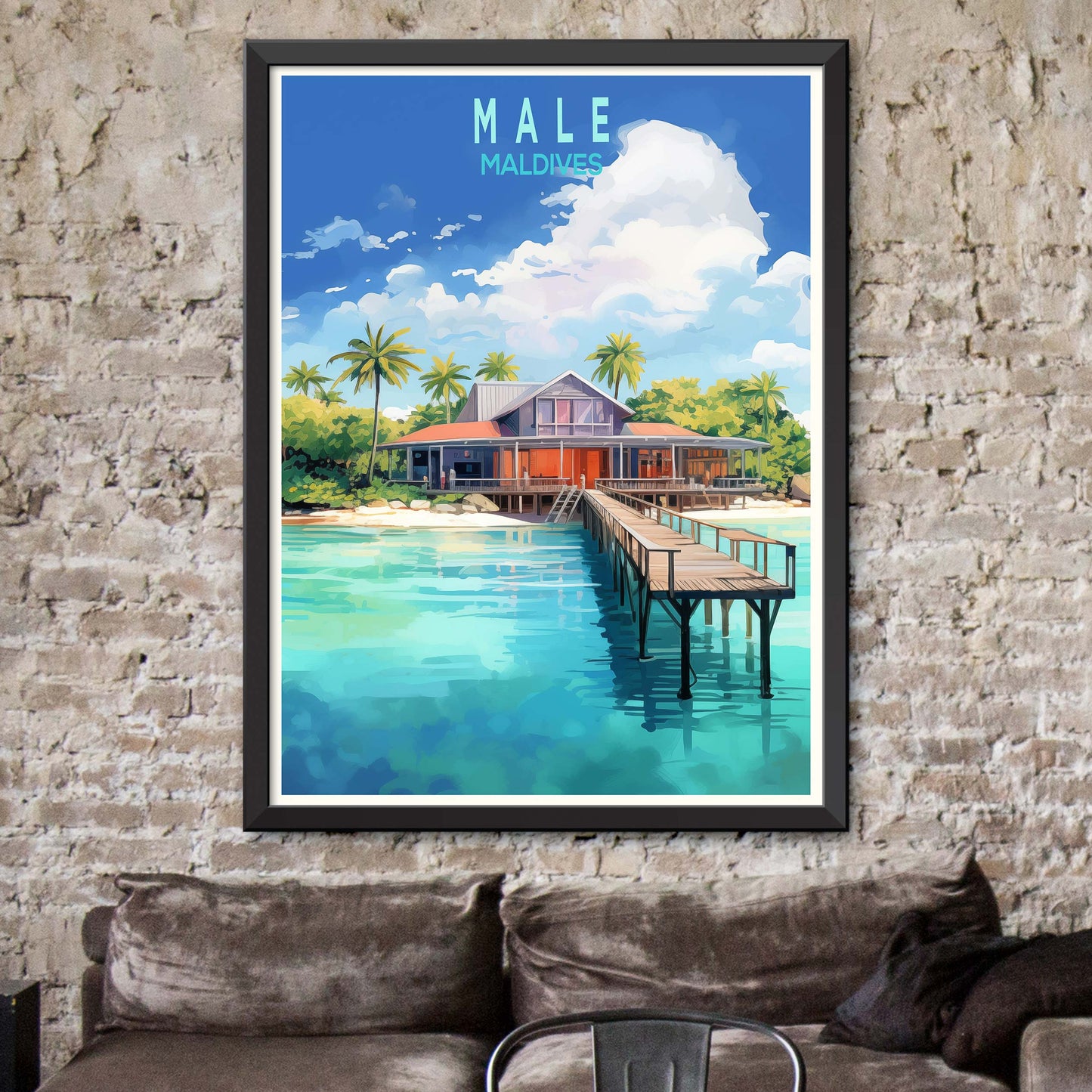 Mal_Maldives, Travel Print Wall Art Maldives Wall Hanging Home Décor