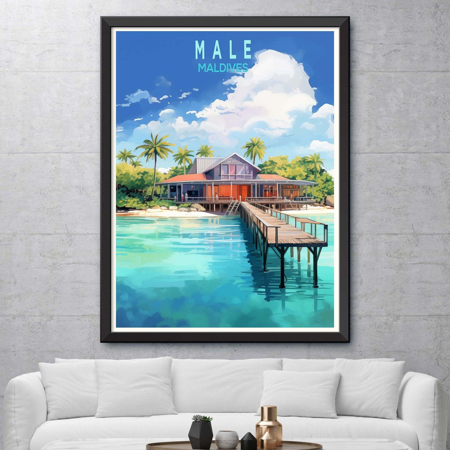 Mal_Maldives, Travel Print Wall Art Maldives Wall Hanging Home Décor