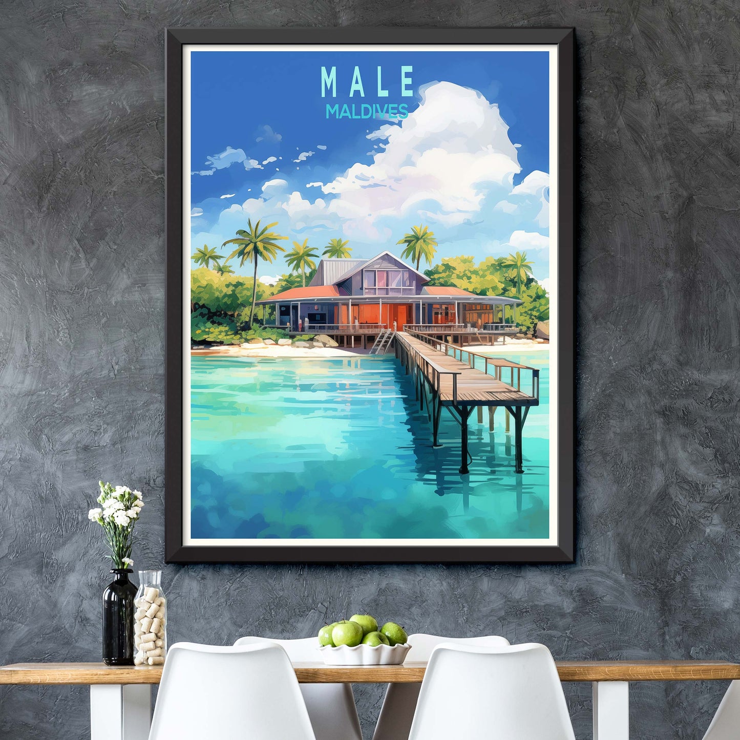 Mal_Maldives, Travel Print Wall Art Maldives Wall Hanging Home Décor