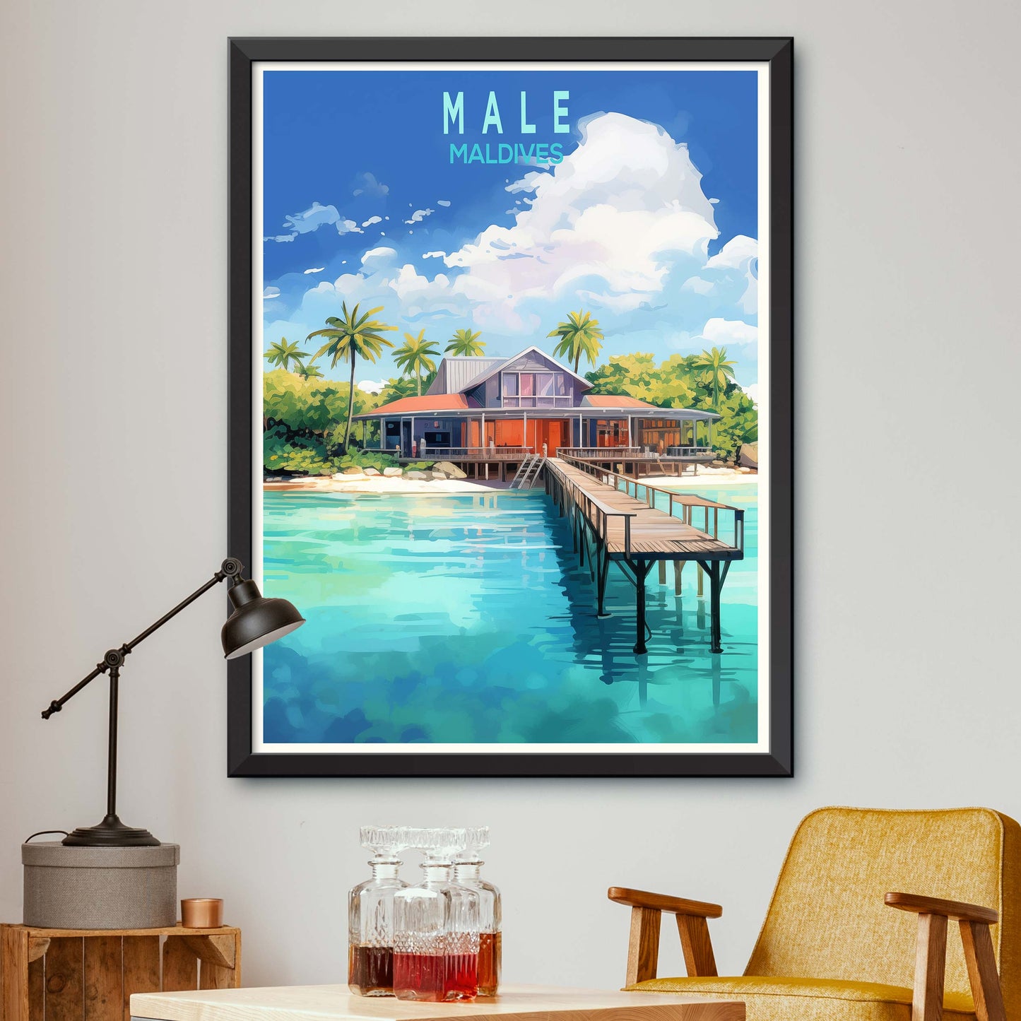 Mal_Maldives, Travel Print Wall Art Maldives Wall Hanging Home Décor