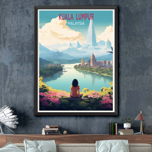 Malaysia_Kuala_Lumpur, Malaysia travel poster Digital Wall Print Art