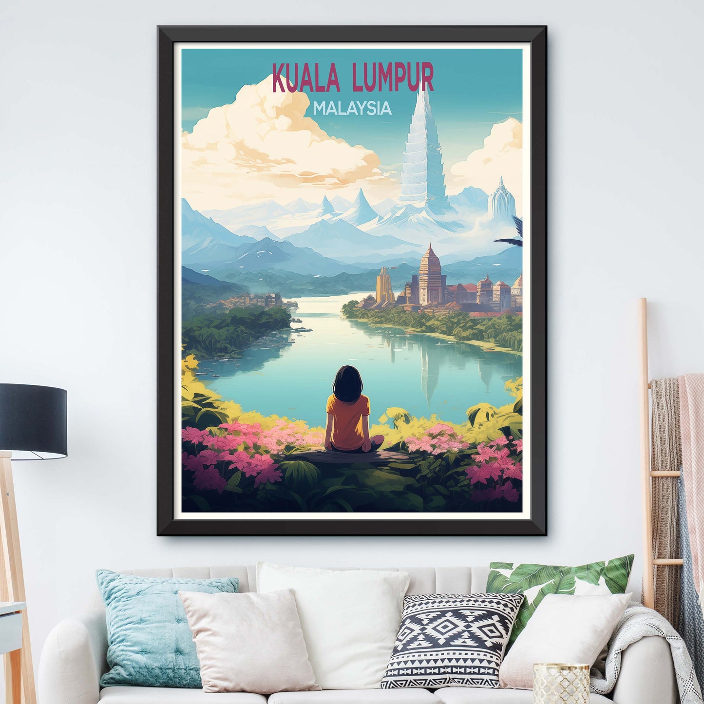 Malaysia_Kuala_Lumpur, Malaysia travel poster Digital Wall Print Art