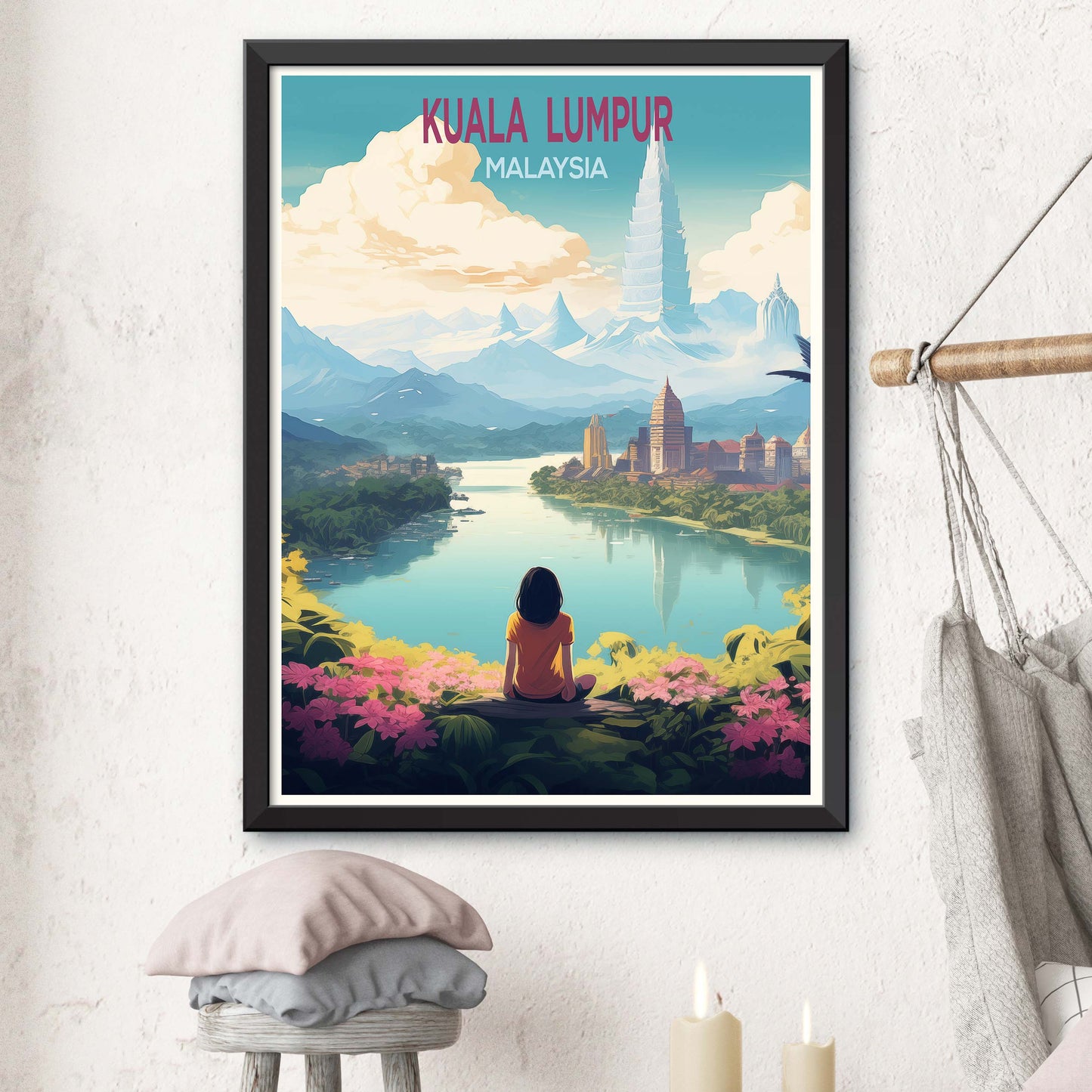 Malaysia_Kuala_Lumpur, Malaysia travel poster Digital Wall Print Art