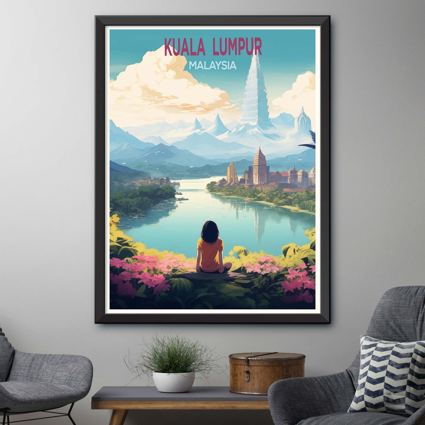 Malaysia_Kuala_Lumpur, Malaysia travel poster Digital Wall Print Art