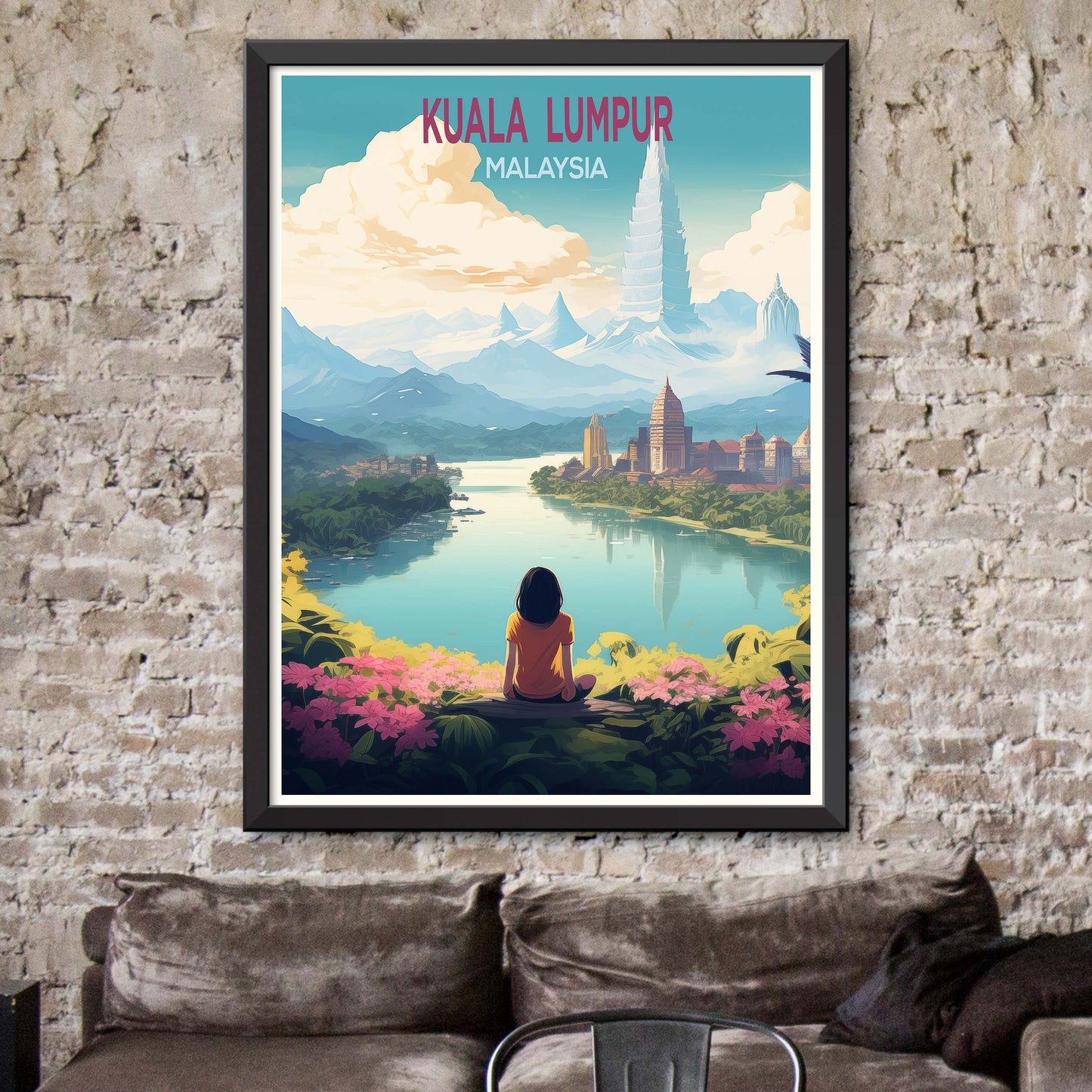 Malaysia_Kuala_Lumpur, Malaysia travel poster Digital Wall Print Art