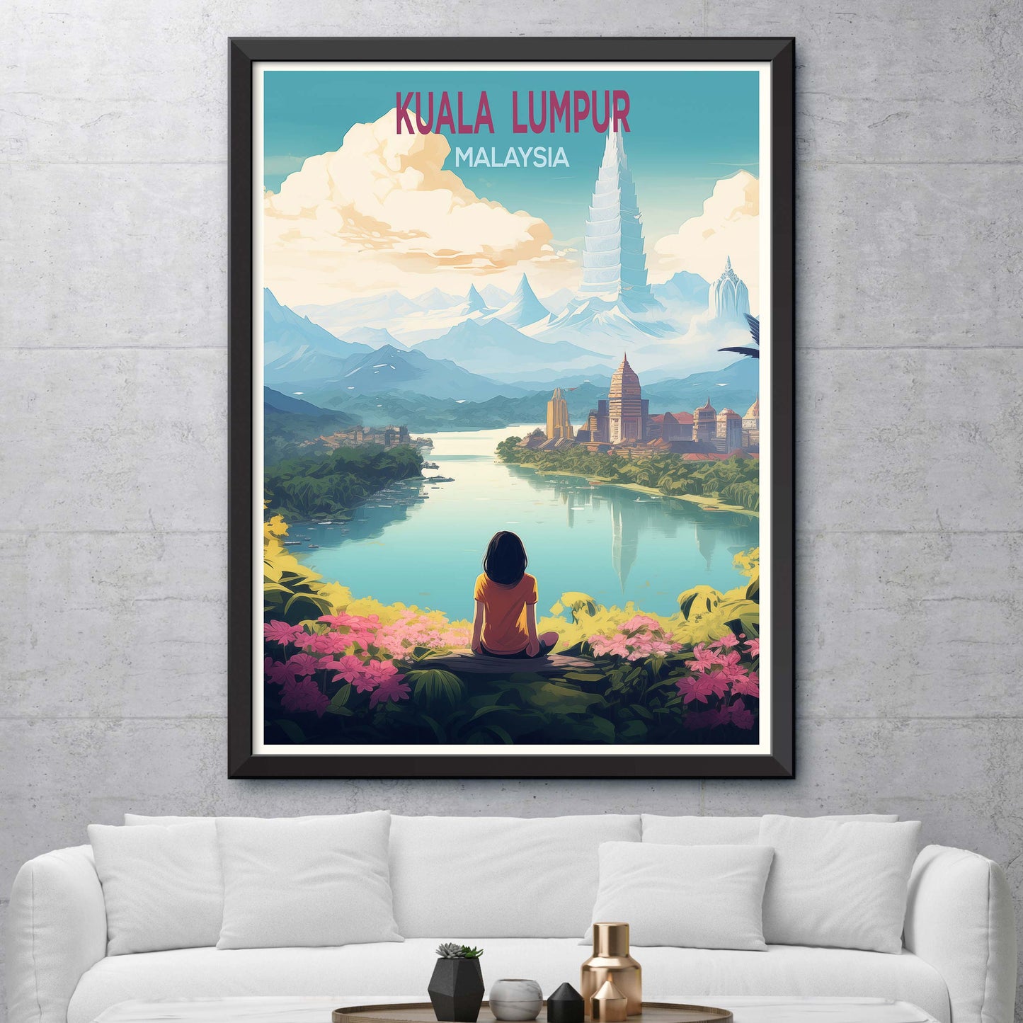 Malaysia_Kuala_Lumpur, Malaysia travel poster Digital Wall Print Art