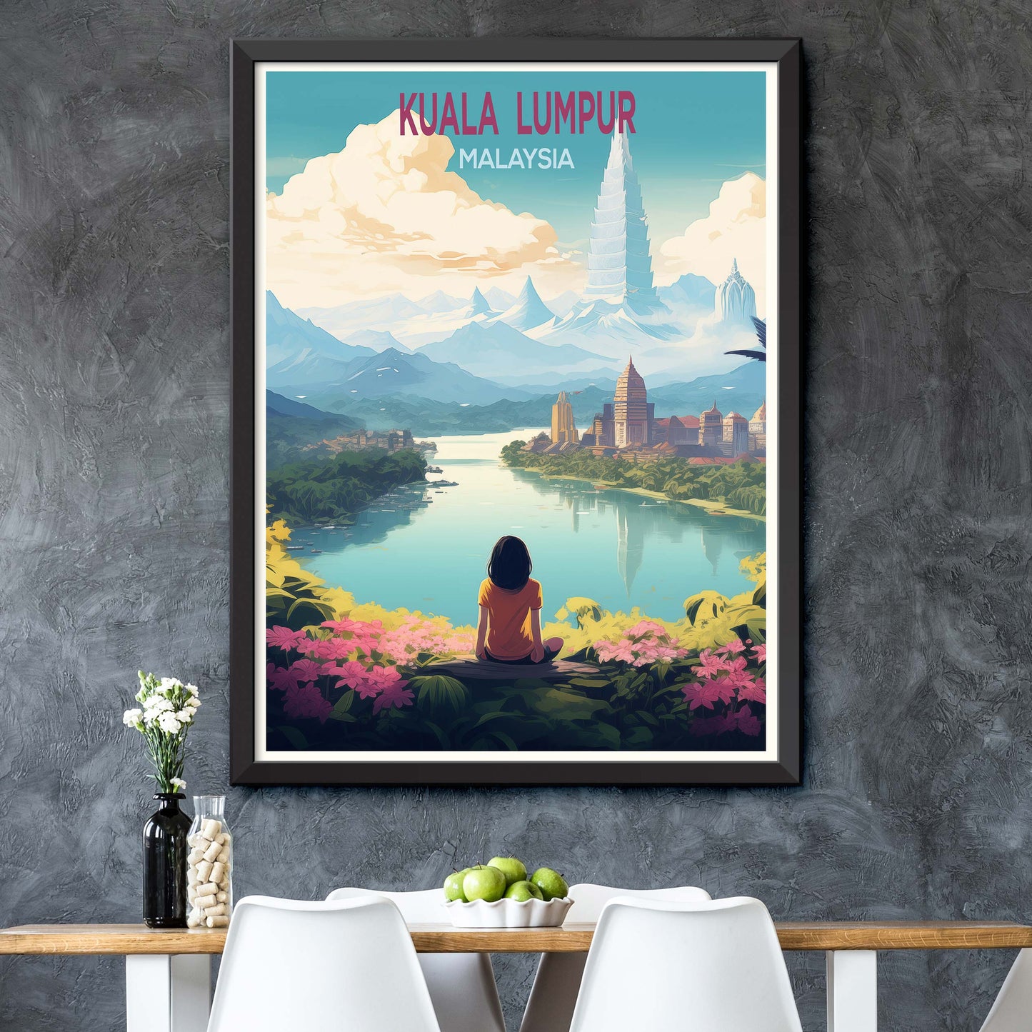 Malaysia_Kuala_Lumpur, Malaysia travel poster Digital Wall Print Art