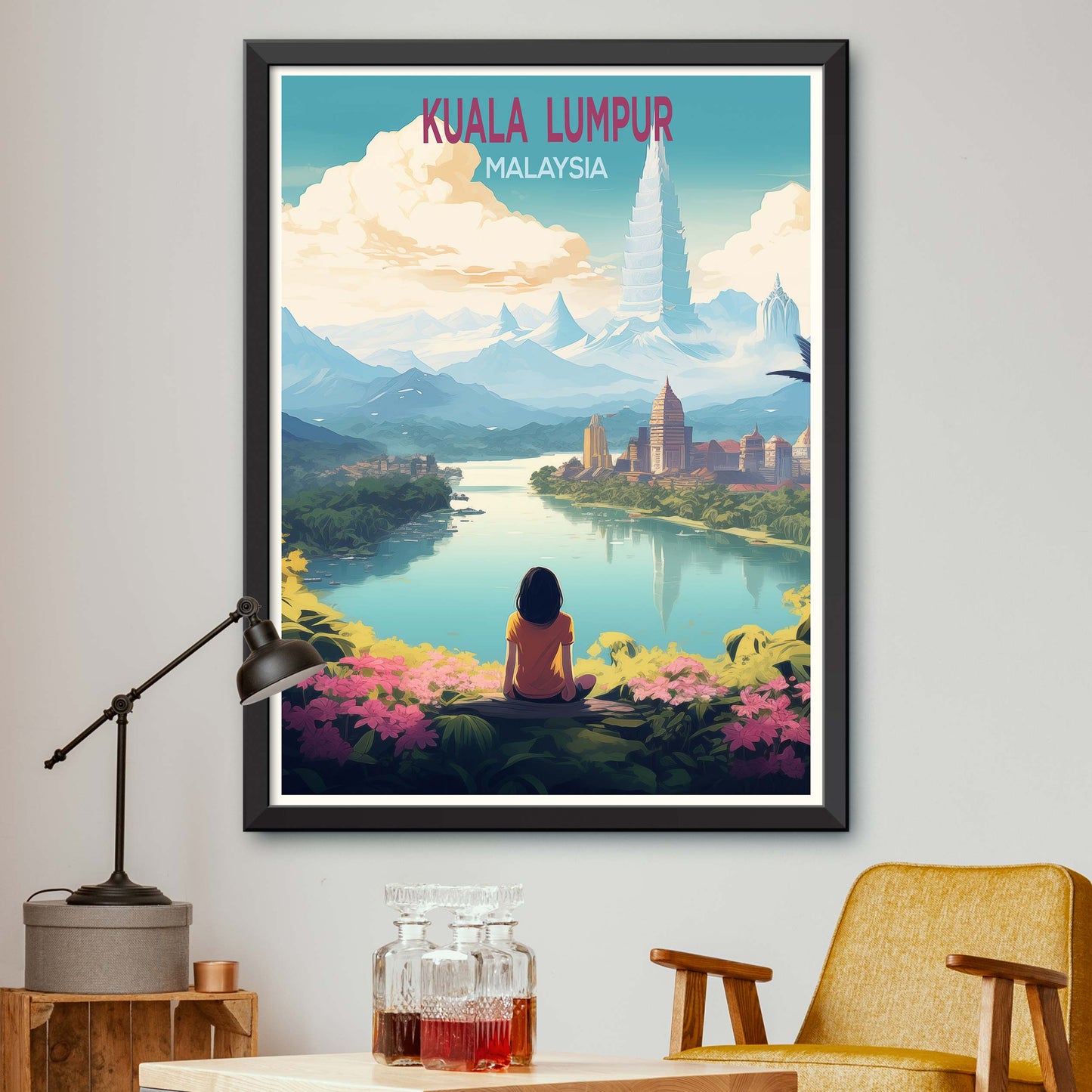 Malaysia_Kuala_Lumpur, Malaysia travel poster Digital Wall Print Art