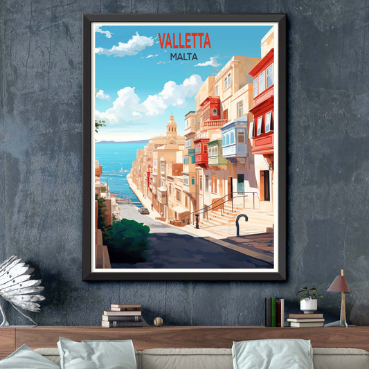 Valletta Travel Poster, Malta Poster, Valletta Poster