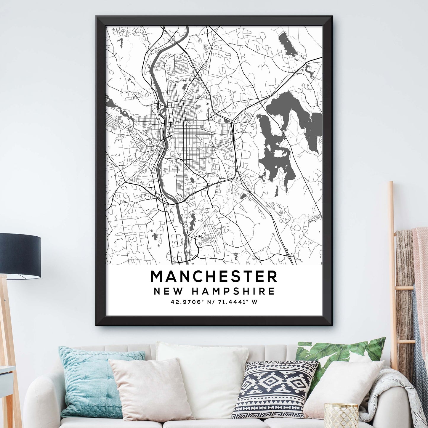 Manchester,New-Hampshire Map Print