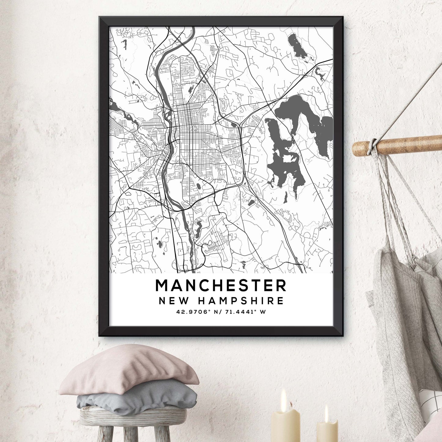 Manchester,New-Hampshire Map Print