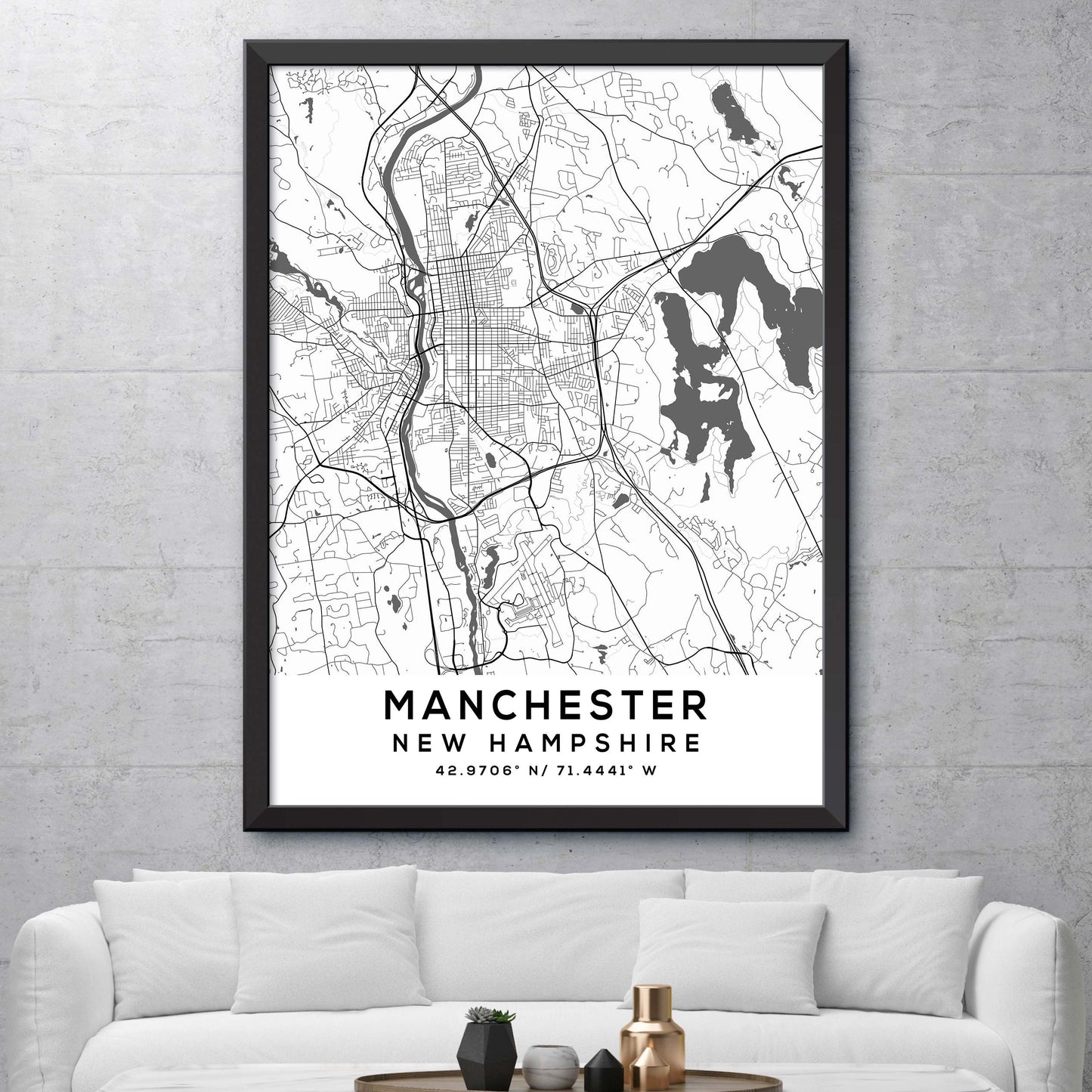 Manchester,New-Hampshire Map Print