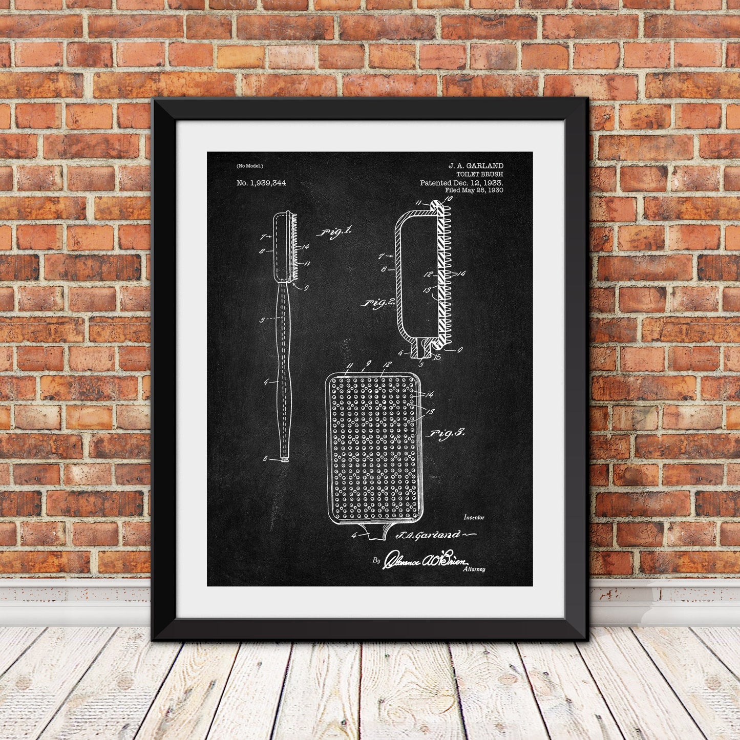 Toilet Brush Patent Print