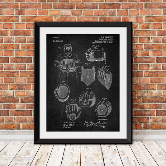 Baseball Glove Patent Patent Print (Version 2)