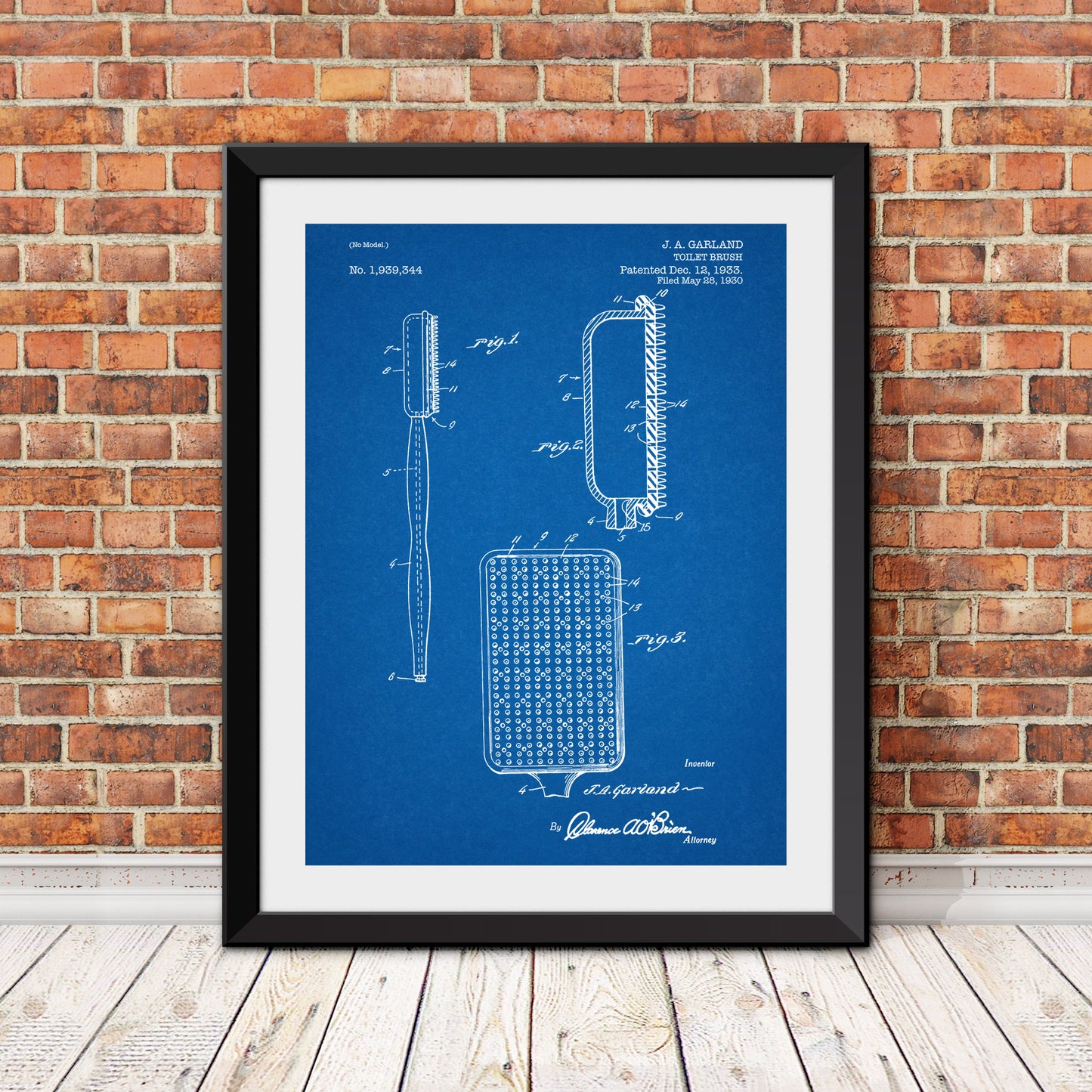 Toilet Brush Patent Print