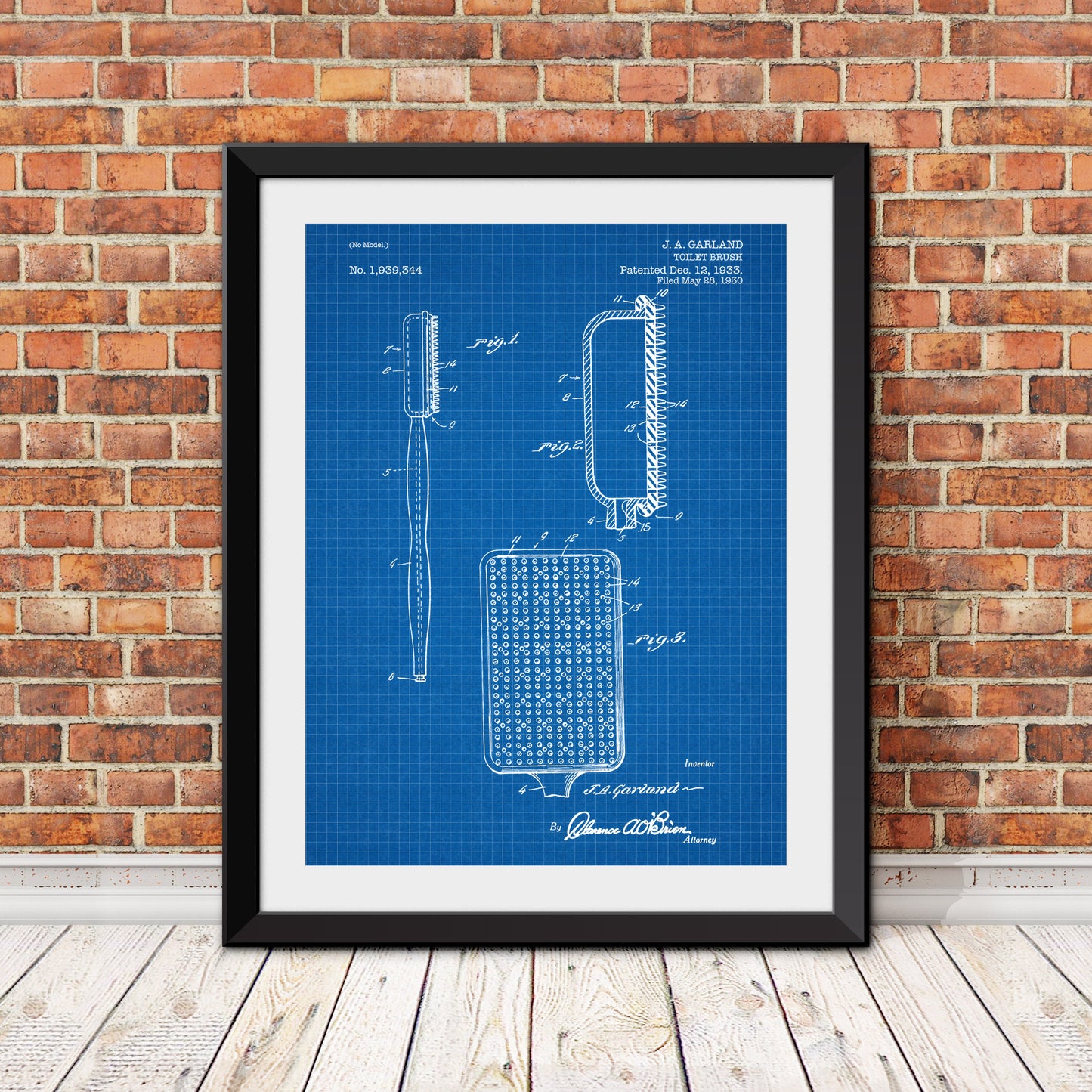 Toilet Brush Patent Print