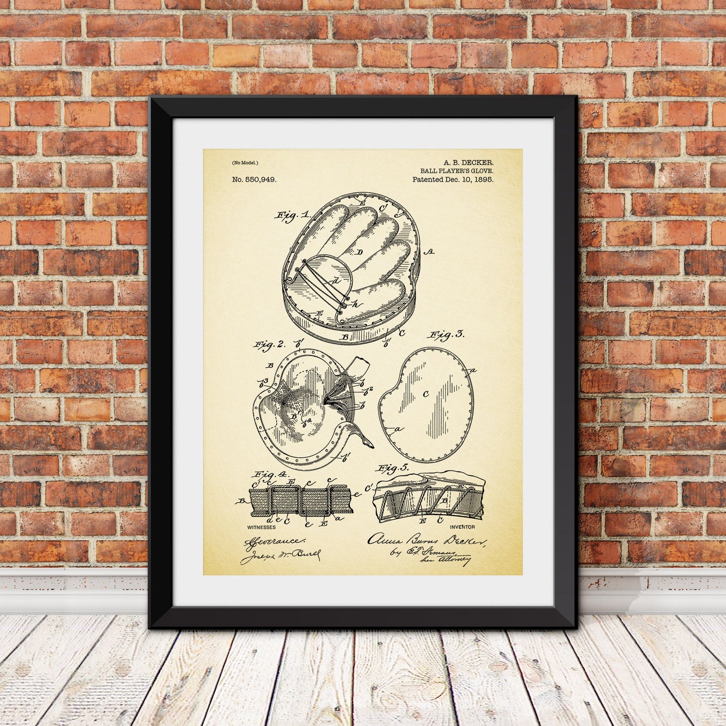 Ball Player Glove Patent Print