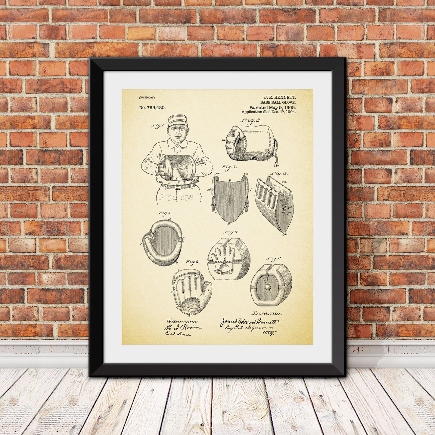 Baseball Glove Patent Patent Print (Version 2)