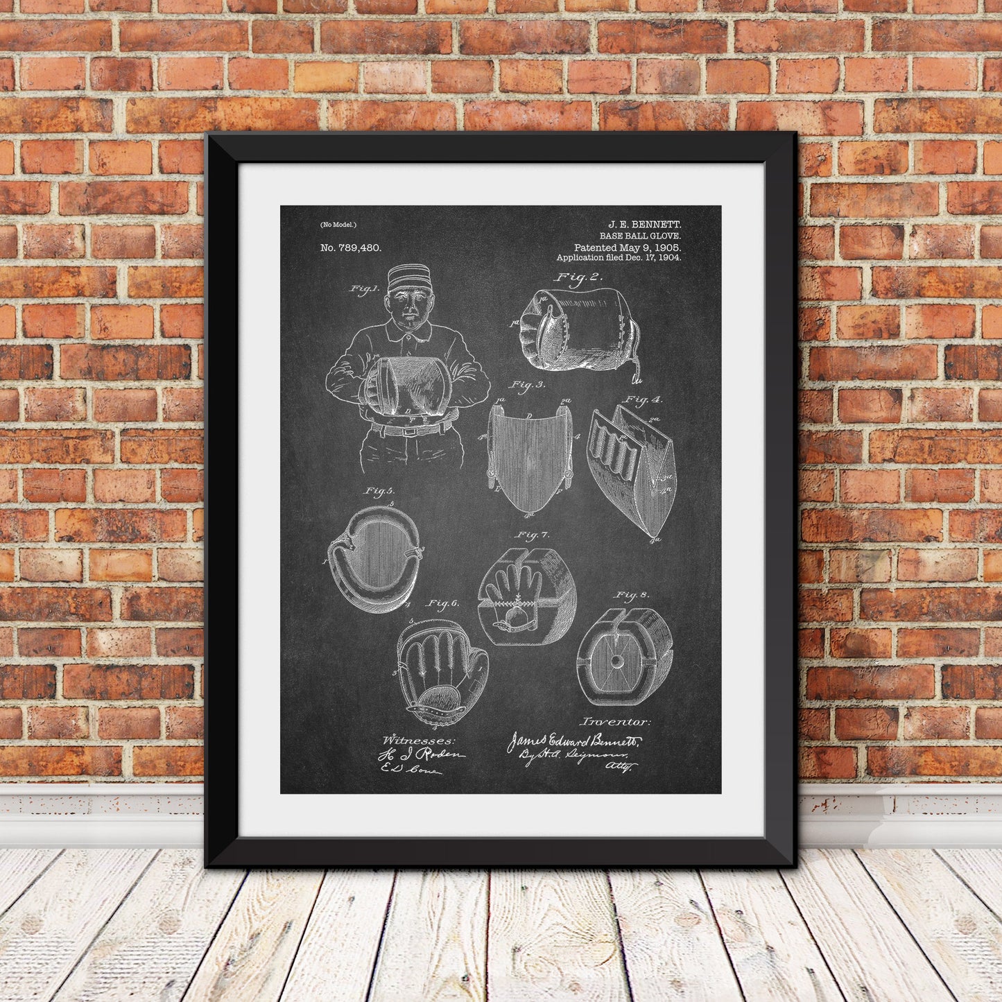 Baseball Glove Patent Patent Print (Version 2)