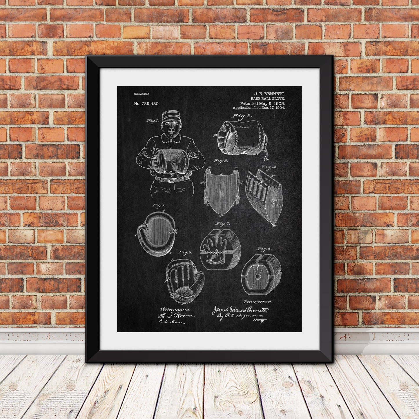 Baseball Glove Patent Patent Print (Version 2)