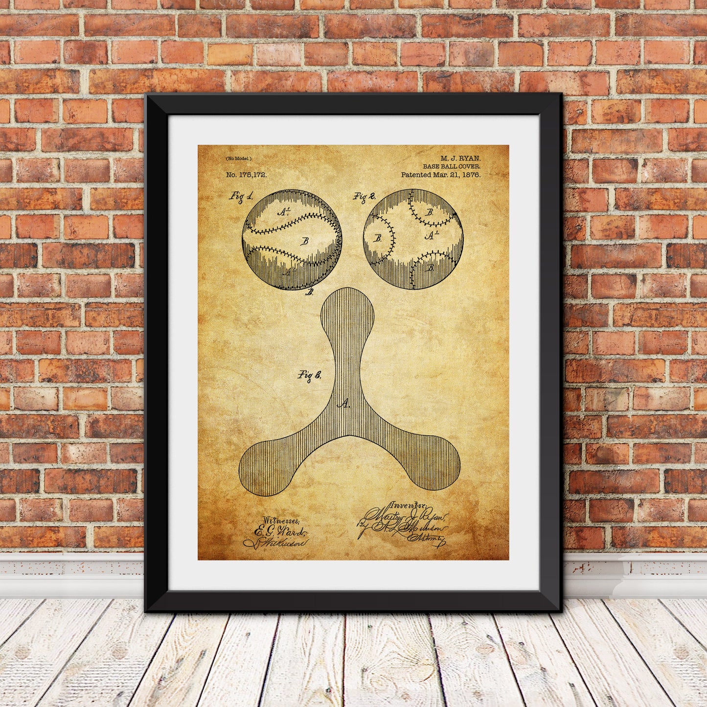 Baseball Stitch Pattern Patent Print